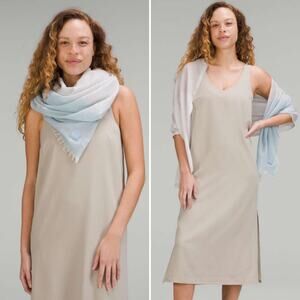 Lululemon Long Rectangle Scarf Lightweight Wool Blue Ombre